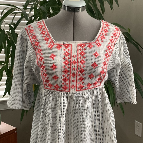 THML Embroidered Yoke Dress with Tasseled Ties - Picture 5 of 16